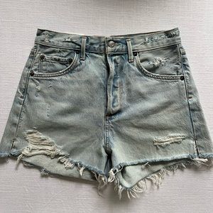 Agolde Jaden Hi Rise Cut Off Shorts in Broken